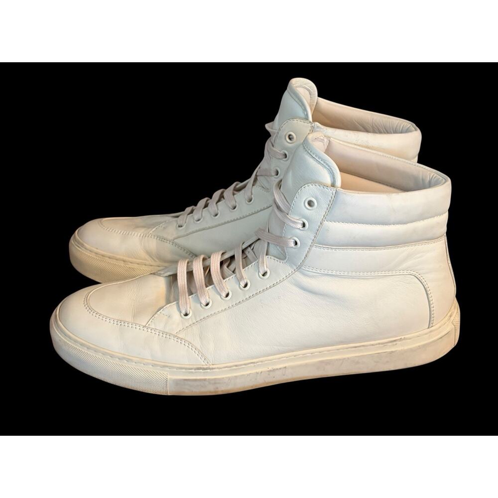 KOIO Primo Triple White High Top Sneakers •Men 45/12• Leather Made In Italy $325